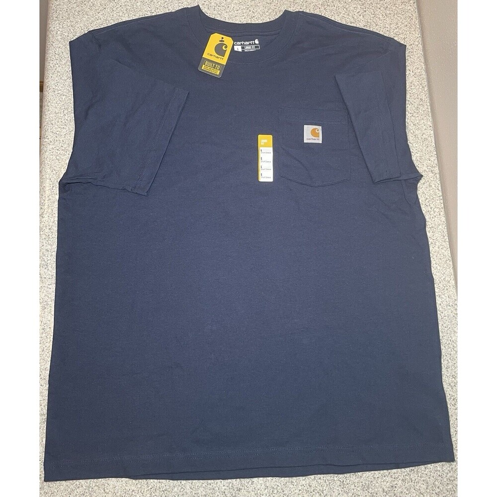 CARHARTT K87 Loose Fit Heavyweight Short Sleeve Pocket T-Shirt Navy LARGE - NEW